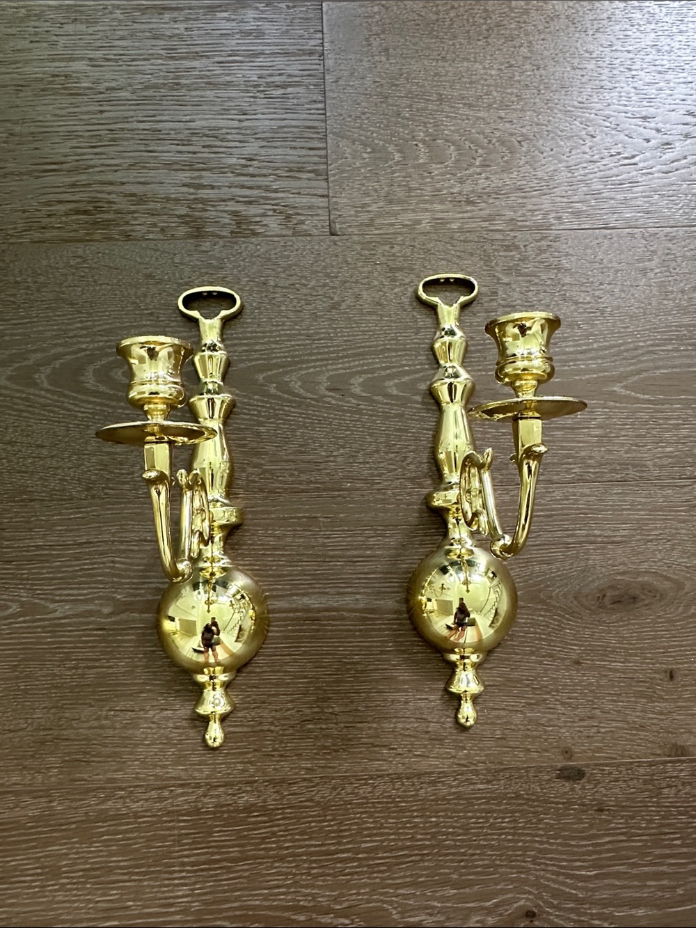 Brass Wall Sconces Pair - Polished Gold Finish